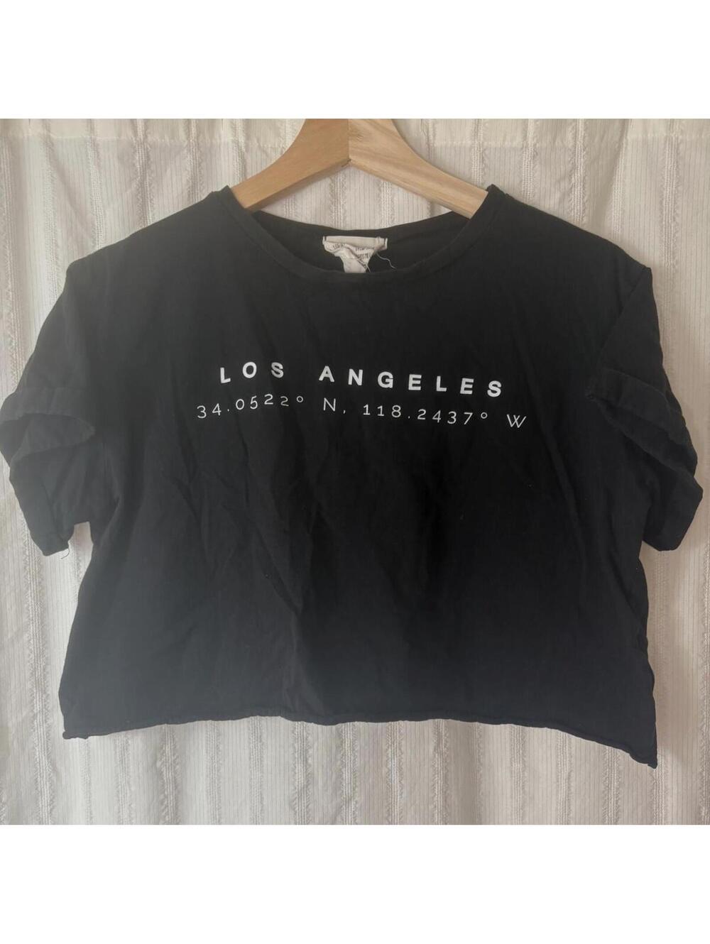 French Pastry Los Angeles Black Cropped T-Shirt Medium